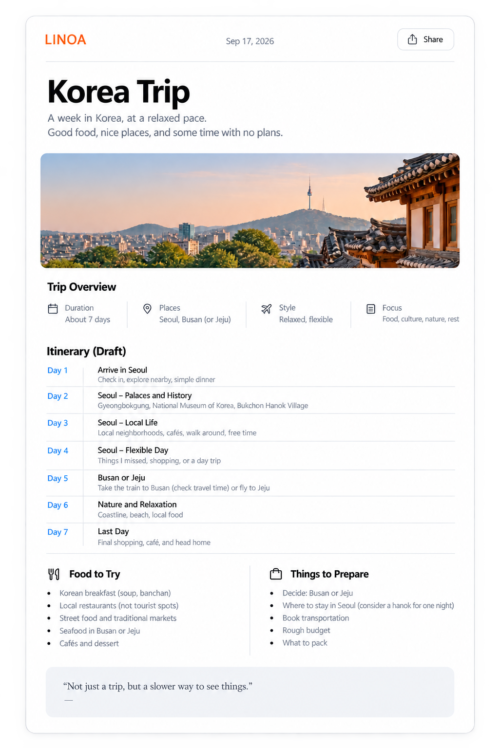 Korea Trip document